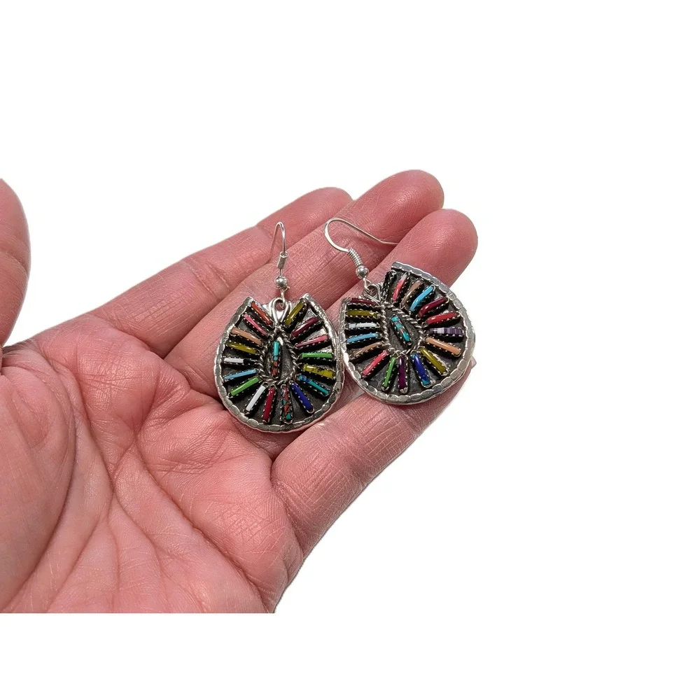 Navajo Multi-Stone Petit Needle Point Necklace and Earrings‎ Set jewelry**